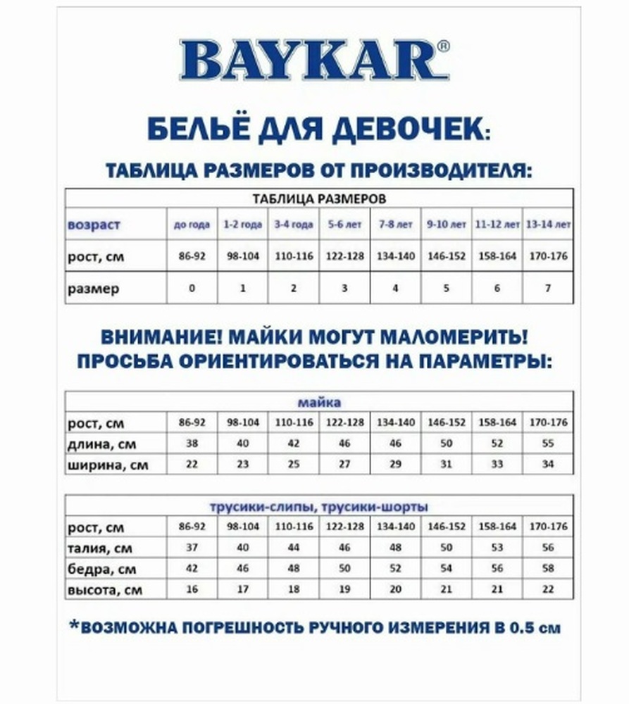 5540 Трусы для девочек Байкар